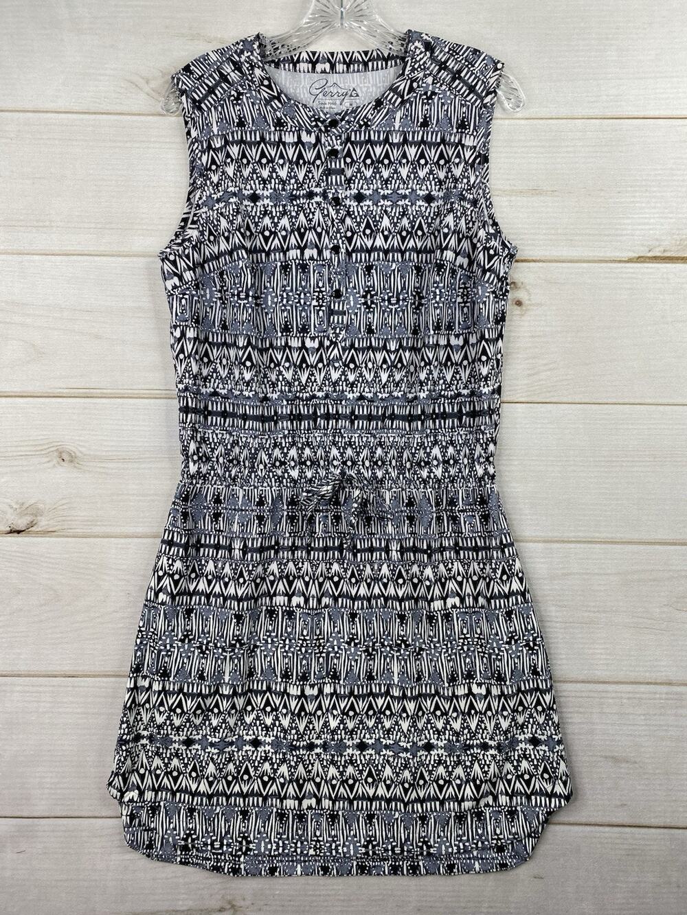 GERRY Active Shirt Dress Size Medium Blouson Geometric Pockets LIghtweight